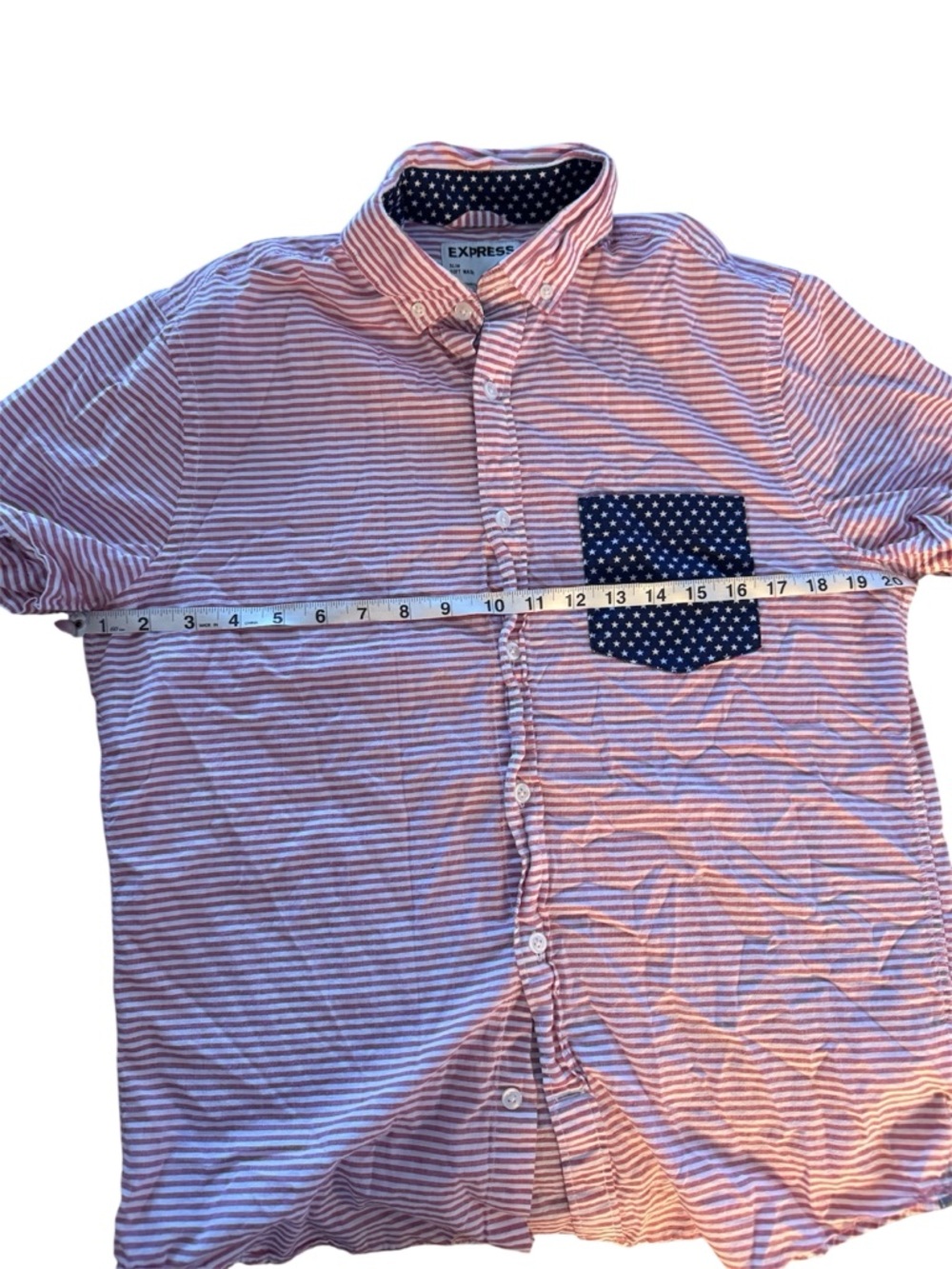 Express | Womens Short Sleeve American Flag Patriotic Button up Top Size Medium - Picture 6 of 6